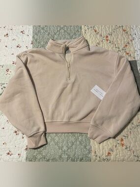 Better Together Half-Zip Fleece Pullover Hoodie - Cream “Practice Empathy”